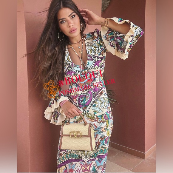 BLOGGERS FAV ZARA MULTICOLORED PRINTED DRESS - Picture 6 of 7